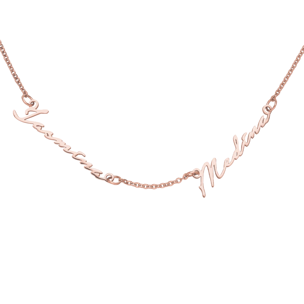 2er Signatur Namenskette | 18K Vergoldet – Bild 5