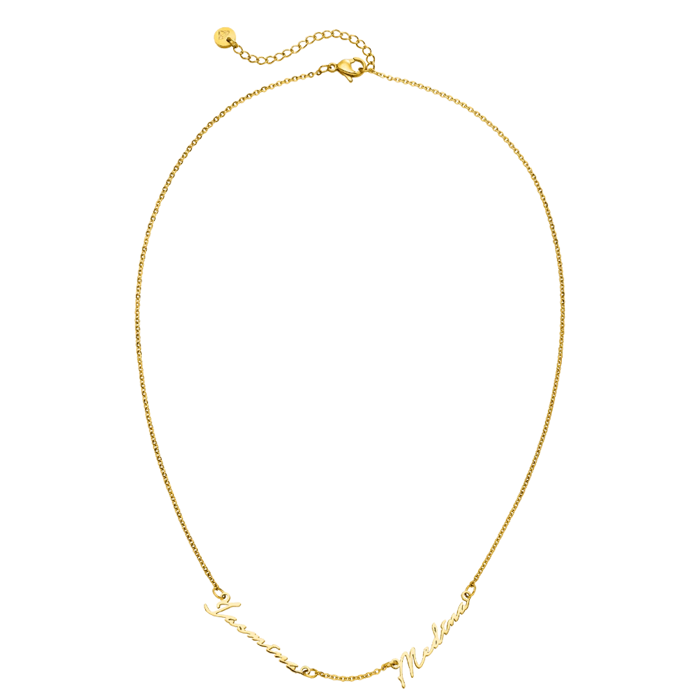 2er Signatur Namenskette | 18K Vergoldet – Bild 3