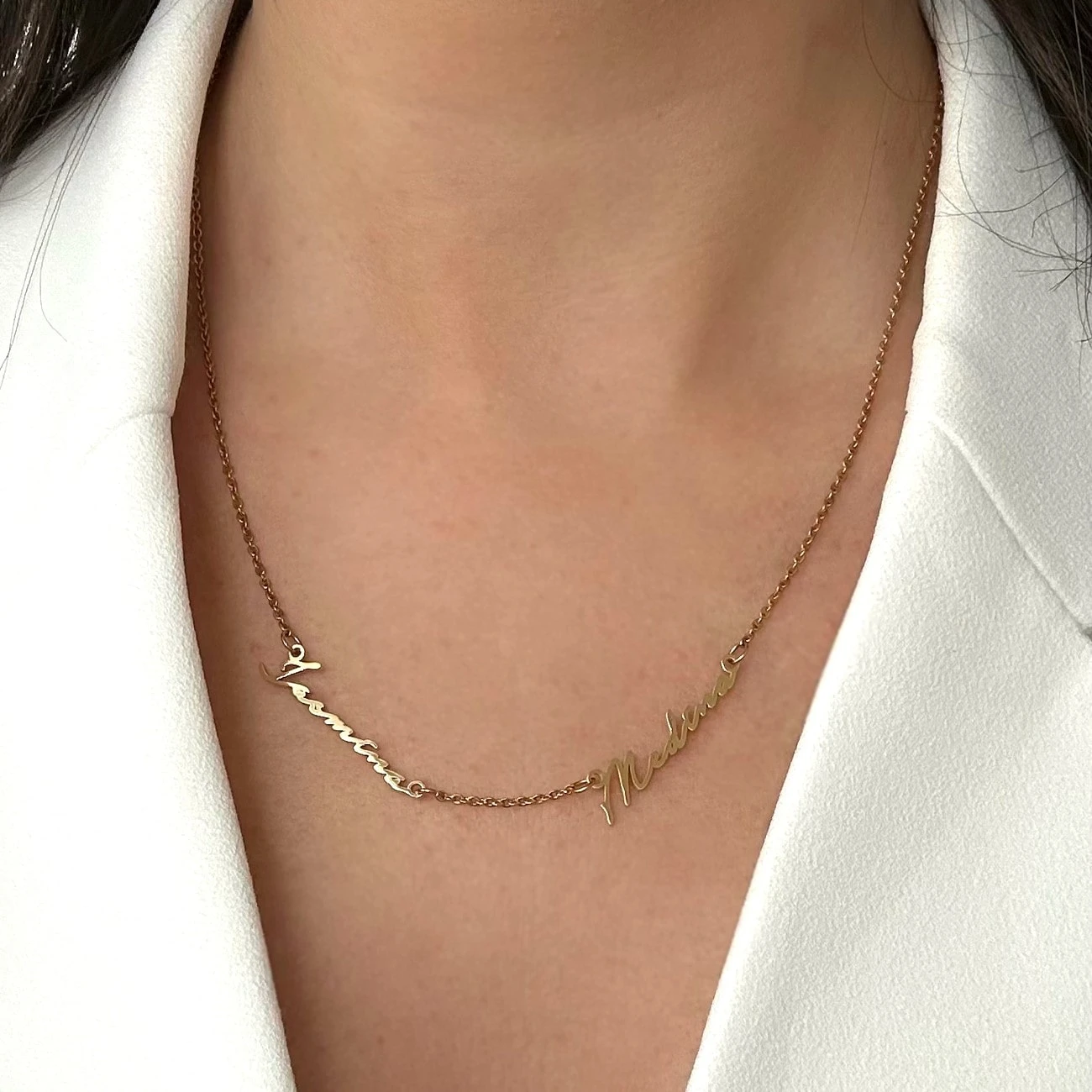 2er Signatur Namenskette | 18K Vergoldet – Bild 2