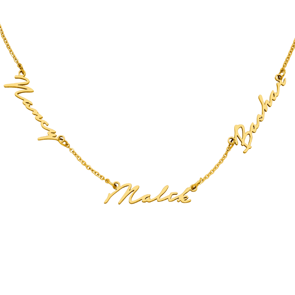 3er Signatur Namenskette | 18K Vergoldet