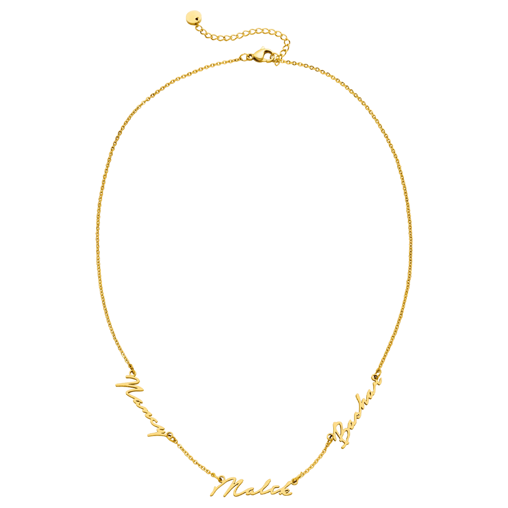 3er Signatur Namenskette | 18K Vergoldet – Bild 2