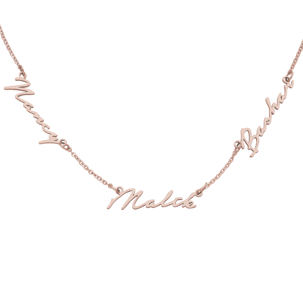 3er Signatur Namenskette | 18K Vergoldet – Bild 4