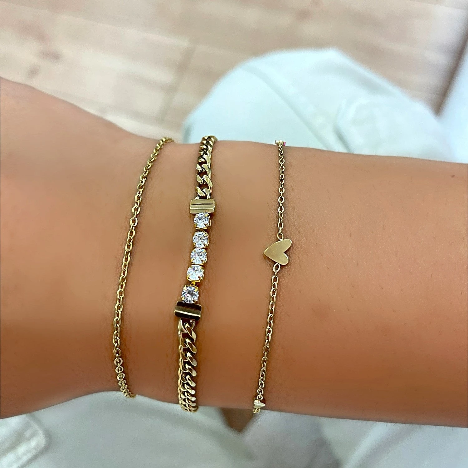 5 Stone Armband | 18K Vergoldet – Bild 2