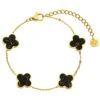 Black-Gold Clover Armband | 18K Vergoldet