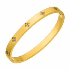 Clover Stone Armreif | 18K Vergoldet