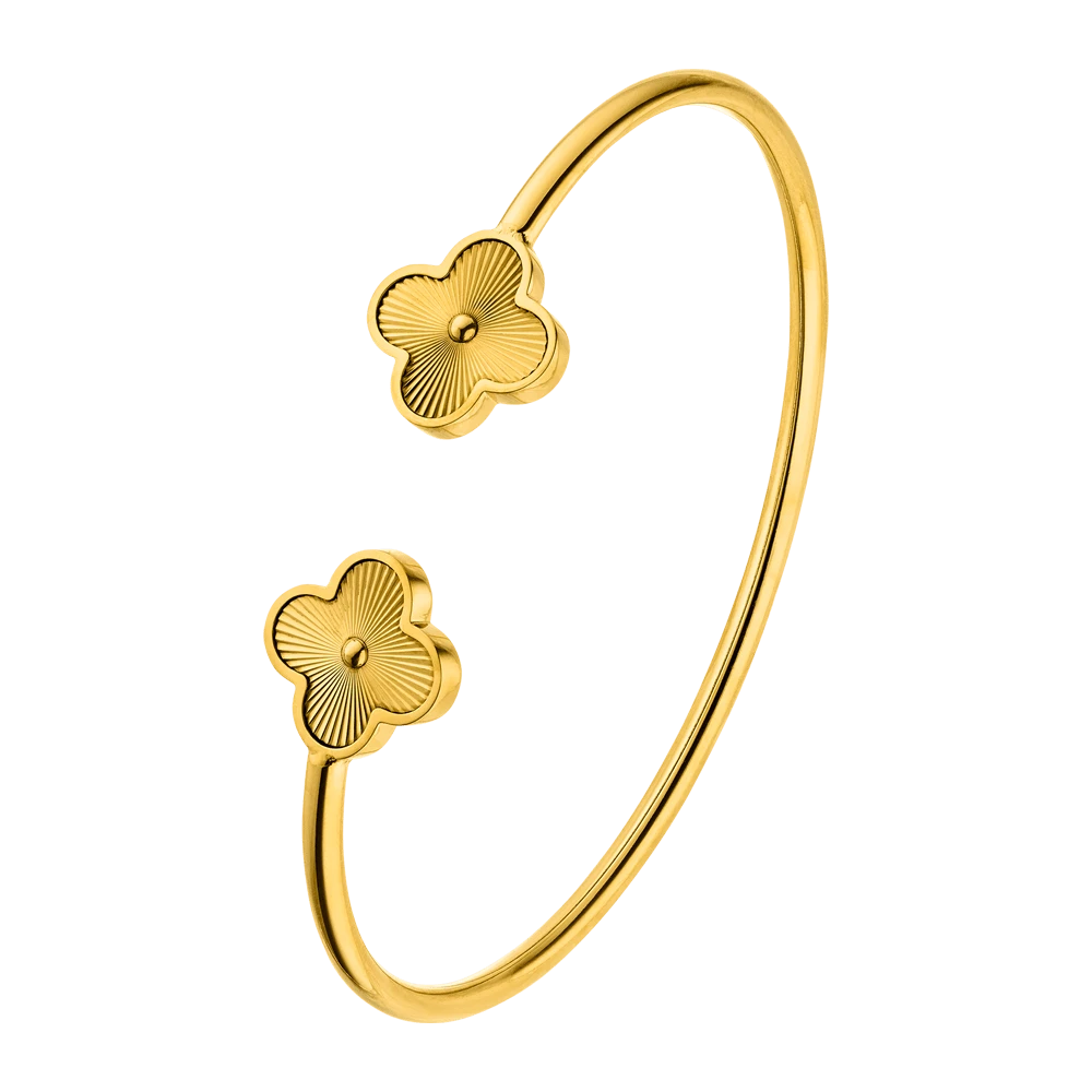Twin Clover Armreif | 18K Vergoldet