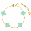 Ice Blue Clover Armband | 18K Vergoldet