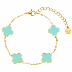 Ice Blue Clover Armband | 18K Vergoldet