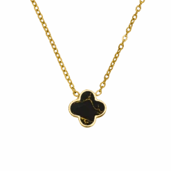 Black-Gold Clover Kette | 18K Vergoldet