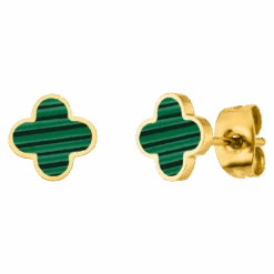 Green Clover Ohrstecker | 18K Vergoldet