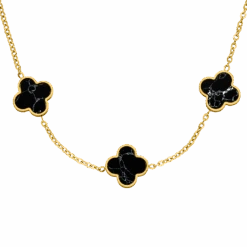 Clover Marmor Kette | 18K Vergoldet