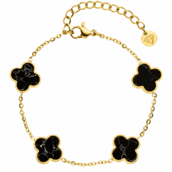 Clover Marmor Armband | 18K Vergoldet