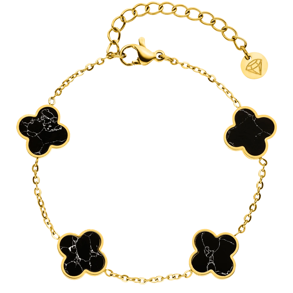 Clover Marmor Armband | 18K Vergoldet