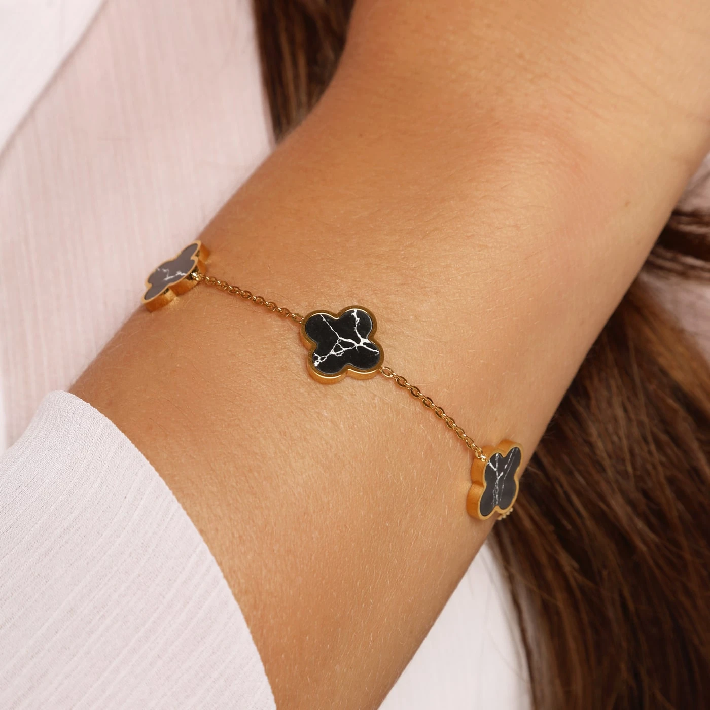Clover Marmor Armband | 18K Vergoldet – Bild 4