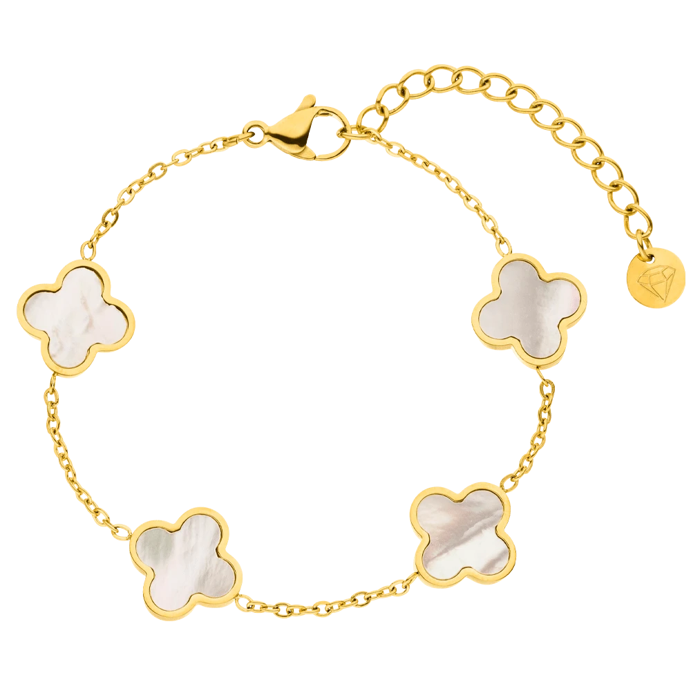 Clover Perlmutt Armband | 18K Vergoldet