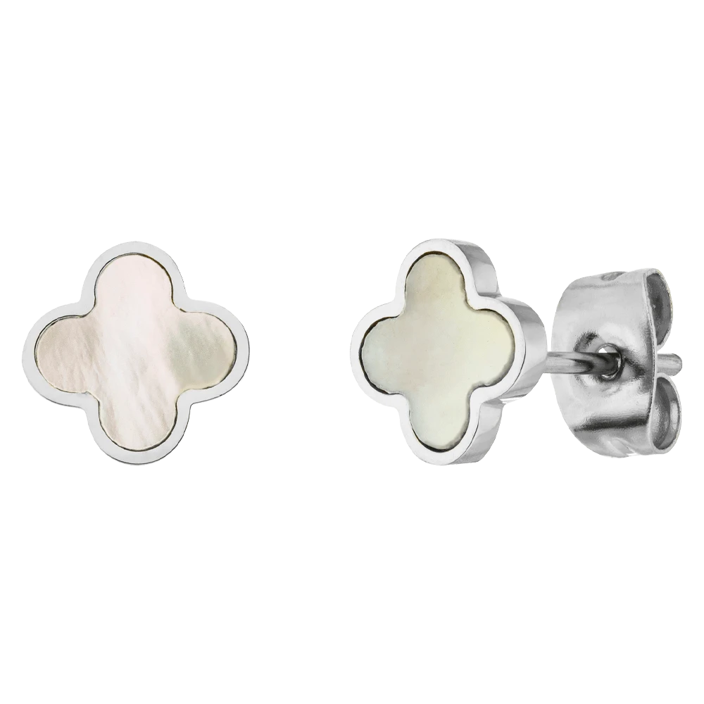 Clover Perlmutt Ohrstecker | 18K Vergoldet â Bild 4