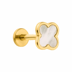 Clover Perlmutt Piercing | 18K Vergoldet
