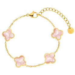 Rosa Perlmutt Clover Armband | 18K Vergoldet