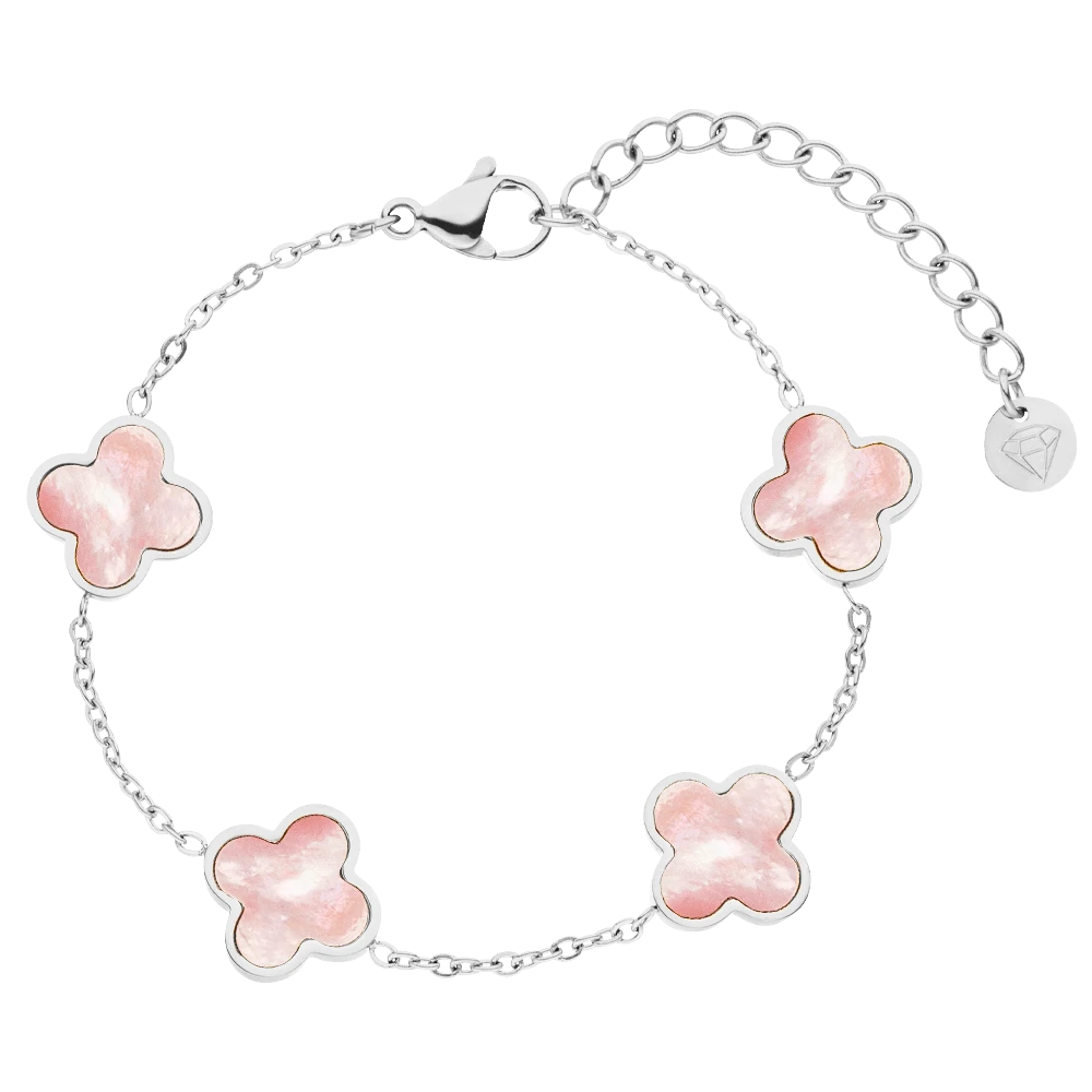 Rosa Perlmutt Clover Armband | 18K Vergoldet – Bild 5