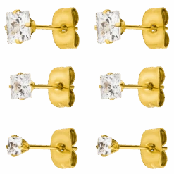 Cube Stones Ohrstecker Set | 18K Vergoldet