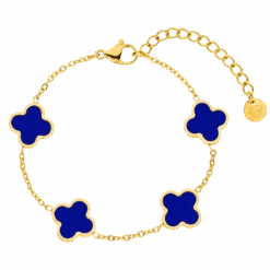 Blue Clover Armband | 18K Vergoldet