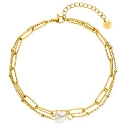 Pearl Heart FuĂkette | 18K Vergoldet
