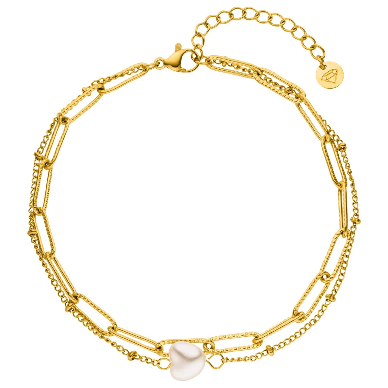 Pearl Heart Fußkette | 18K Vergoldet