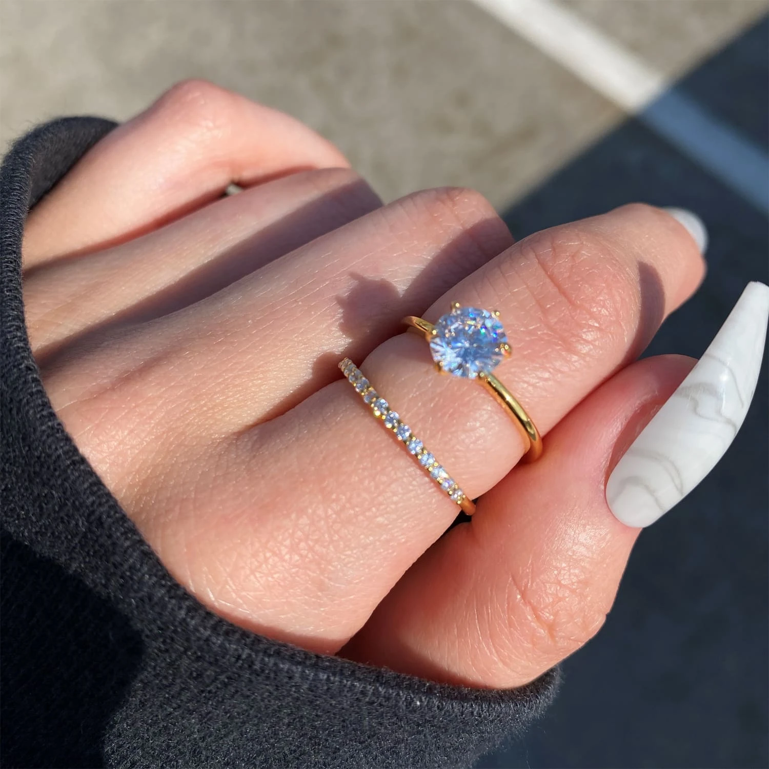 Double Rings Set | 18K Vergoldet â Bild 3