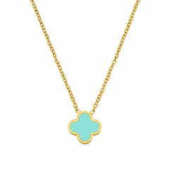 Ice Blue Clover Kette | 18K Vergoldet