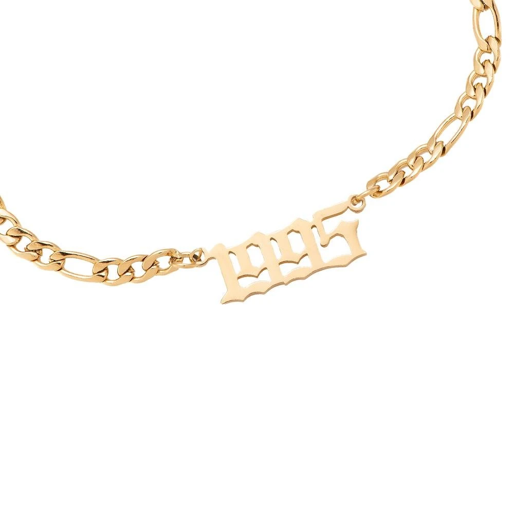 Jahreszahl Gothic Armband | 14K Vergoldet – Bild 15