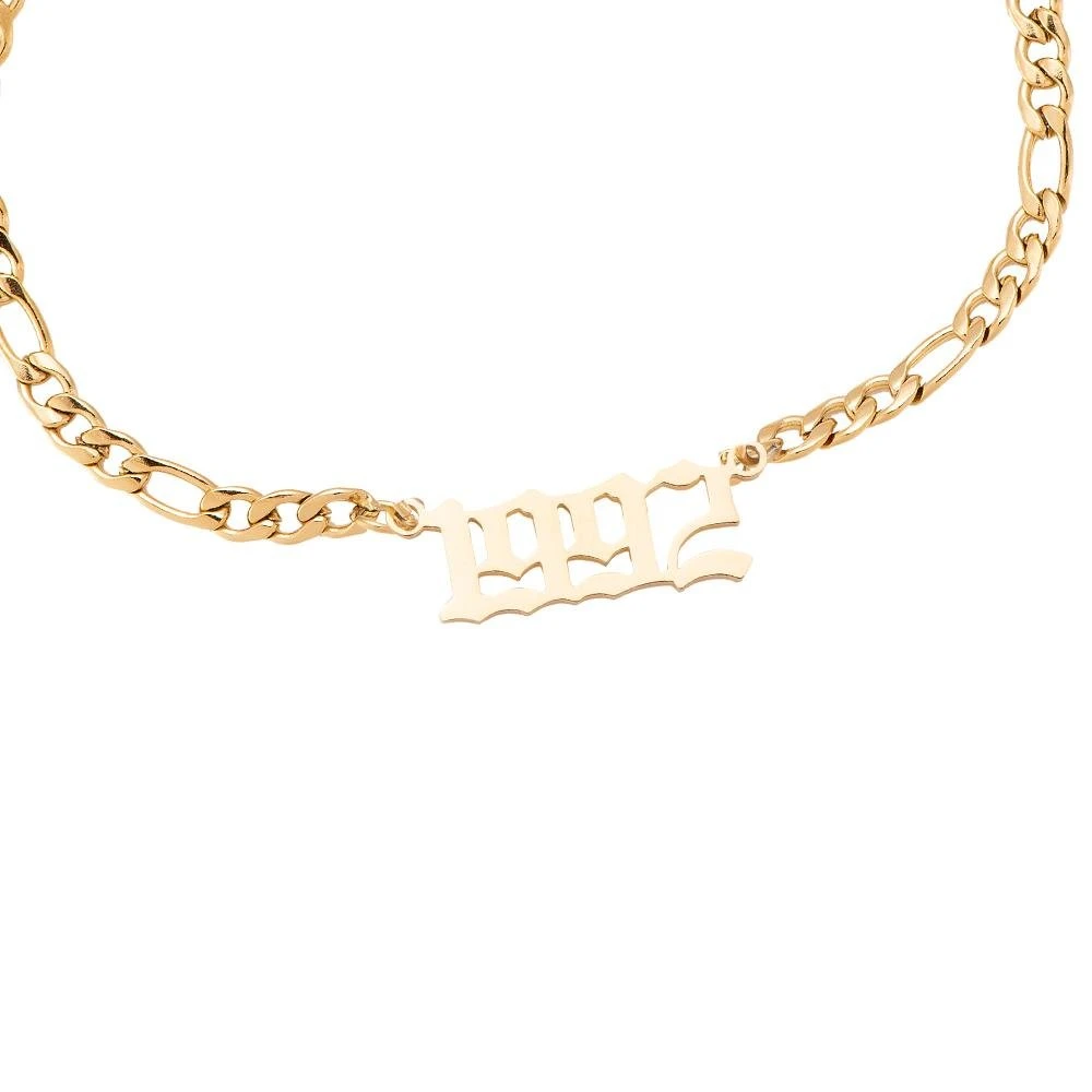 Jahreszahl Gothic Armband | 14K Vergoldet – Bild 18