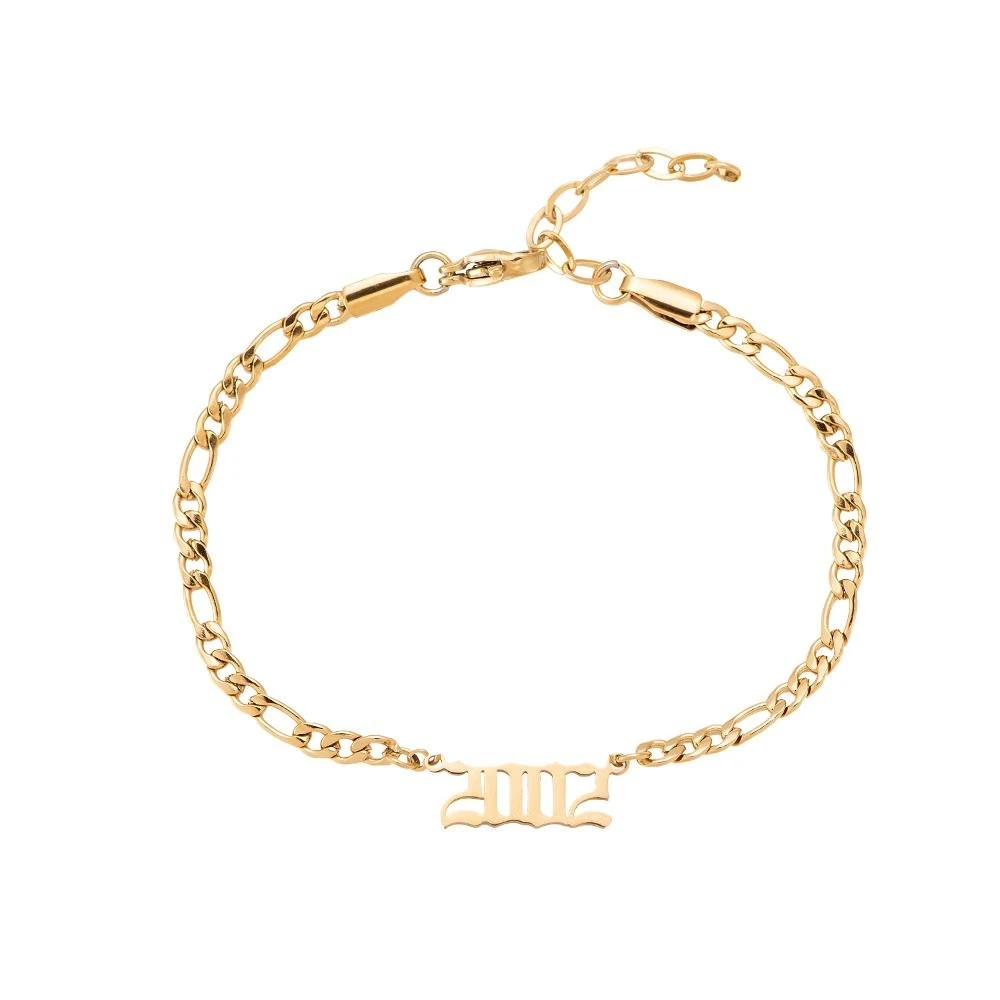 Jahreszahl Gothic Armband | 14K Vergoldet – Bild 5