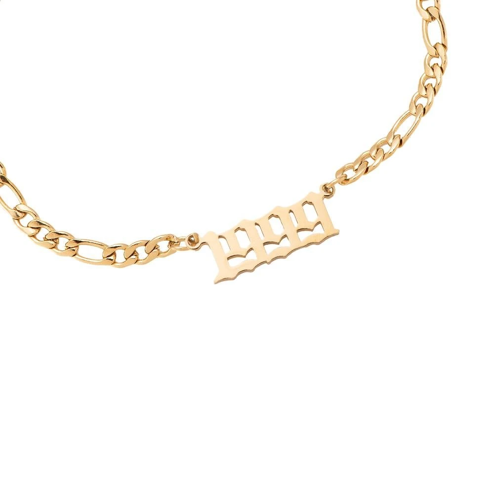 Jahreszahl Gothic Armband | 14K Vergoldet – Bild 12