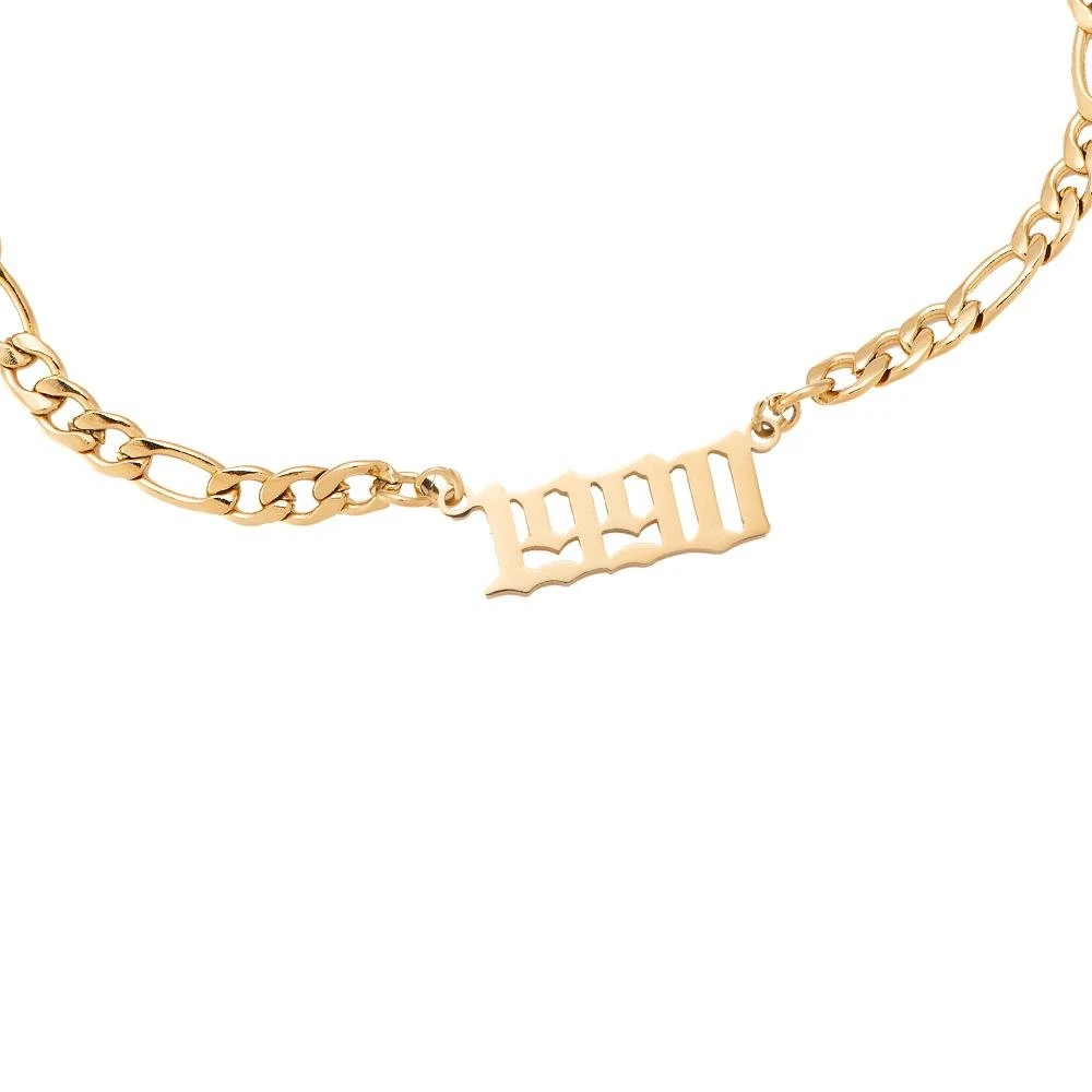 Jahreszahl Gothic Armband | 14K Vergoldet – Bild 20