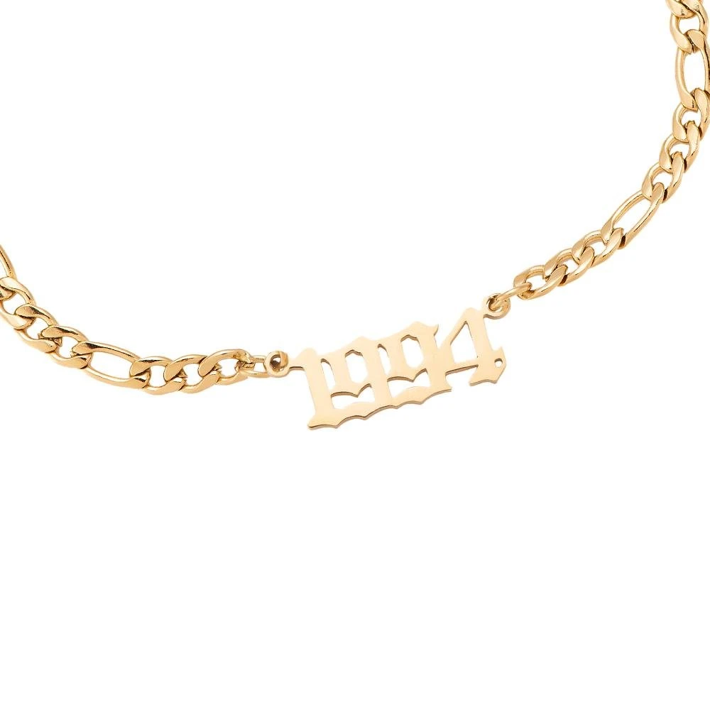 Jahreszahl Gothic Armband | 14K Vergoldet – Bild 16