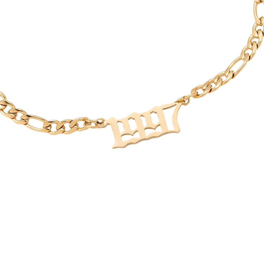 Jahreszahl Gothic Armband | 14K Vergoldet – Bild 13