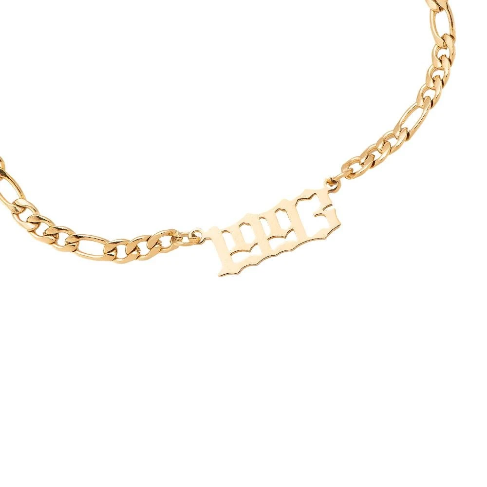 Jahreszahl Gothic Armband | 14K Vergoldet – Bild 17