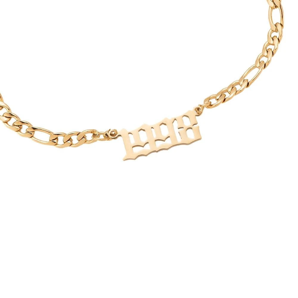 Jahreszahl Gothic Armband | 14K Vergoldet – Bild 3