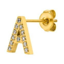 Iced Letter Ohrstecker | 18K Vergoldet