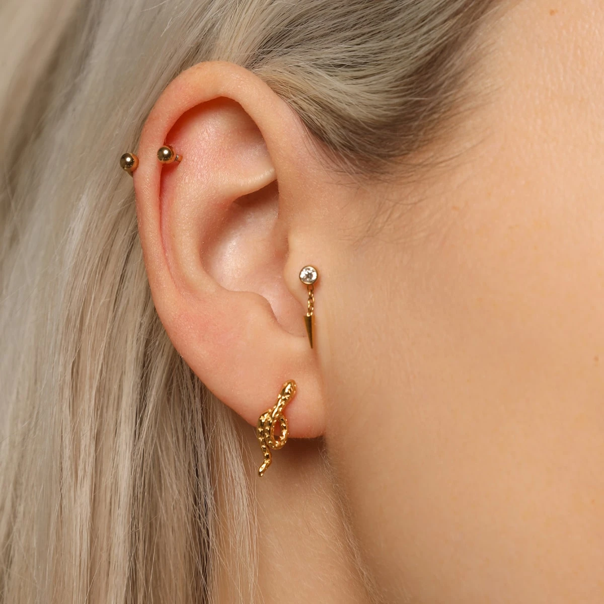 Looping Snake Ohrstecker | 18K Vergoldet – Bild 2