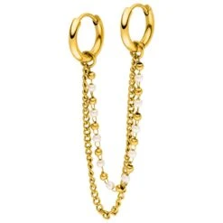 Pearl Chain Ohrringe | 18K Vergoldet