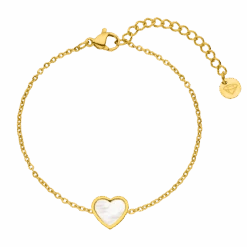 Perlmutt Herz Armband | 18K Vergoldet