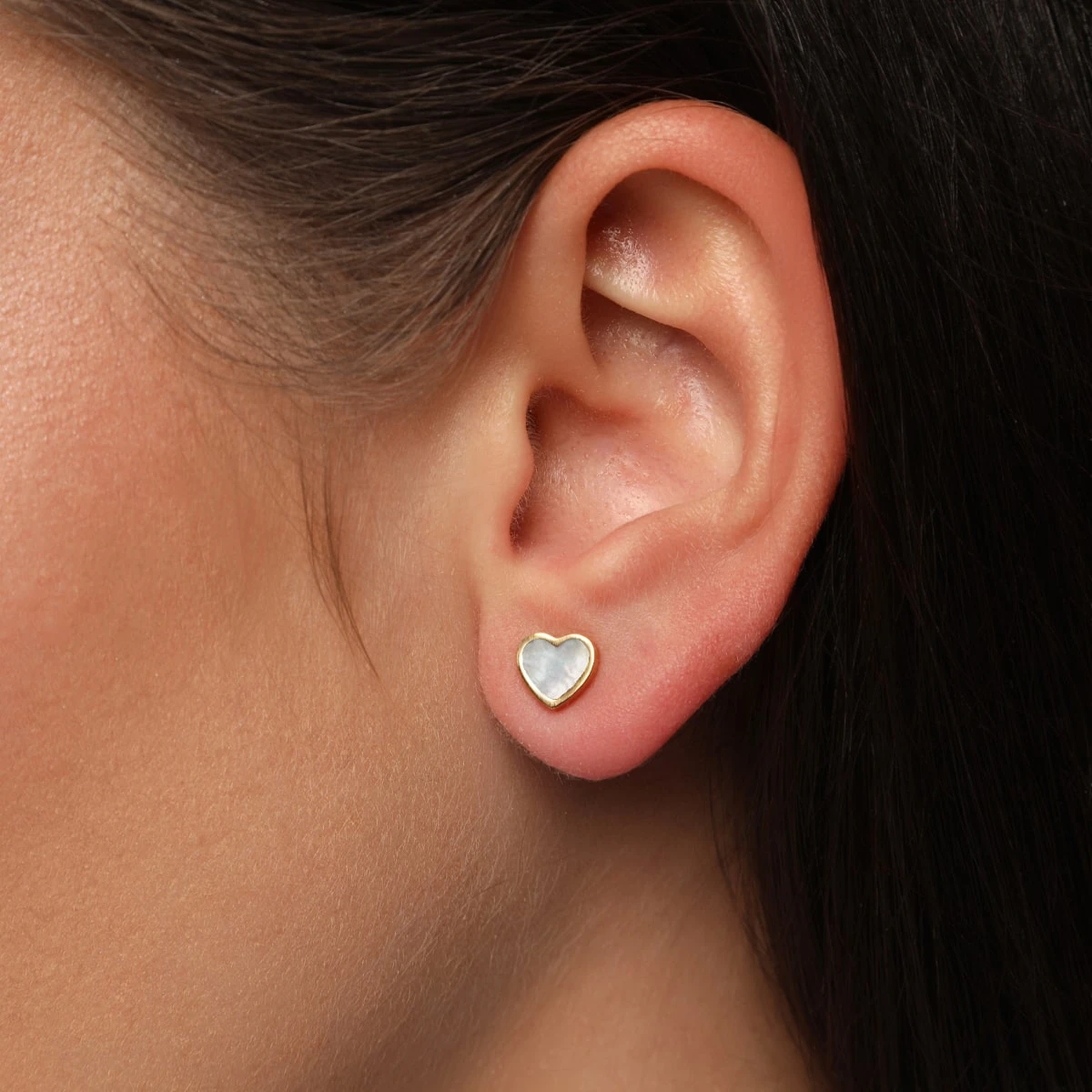 Perlmutt Herz Ohrstecker | 18K Vergoldet – Bild 2