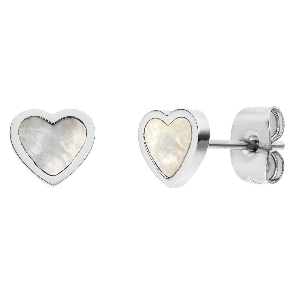 Perlmutt Herz Ohrstecker | 18K Vergoldet – Bild 3