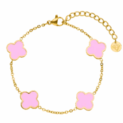 Pink Clover Armband | 18K Vergoldet