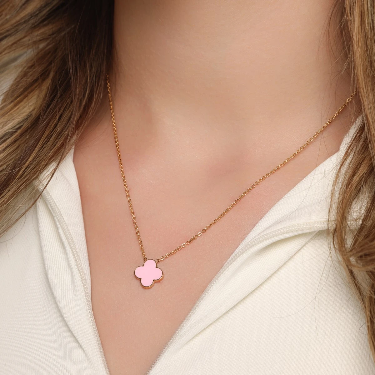 Pink Clover Kette | 18K Vergoldet – Bild 2