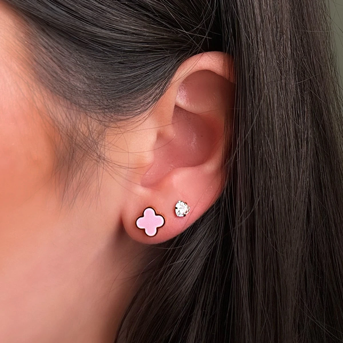 Pink Clover Ohrstecker | 18K Vergoldet â Bild 4