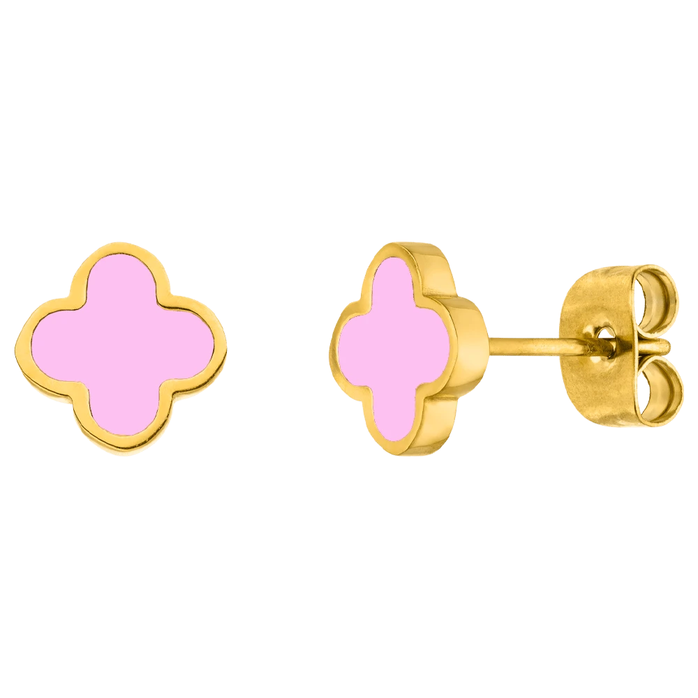 Pink Clover Ohrstecker | 18K Vergoldet