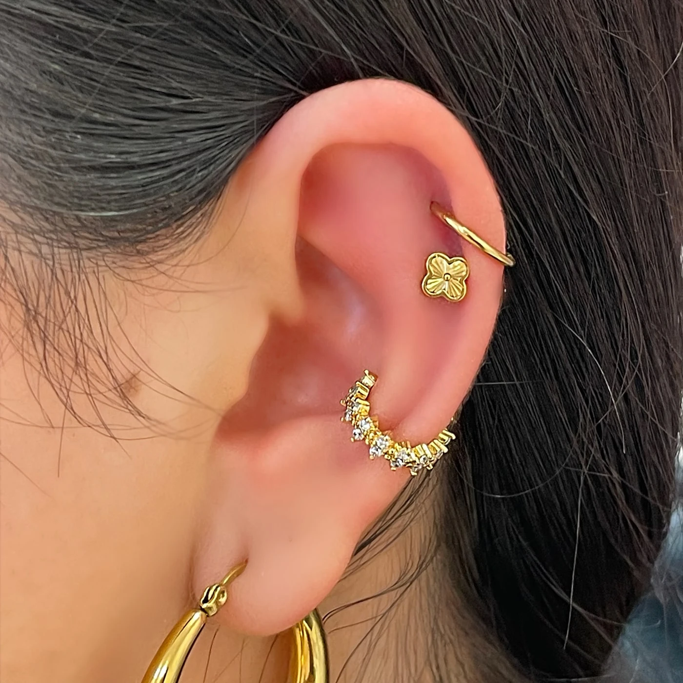 Shine Clover Piercing | 18K Vergoldet â Bild 3