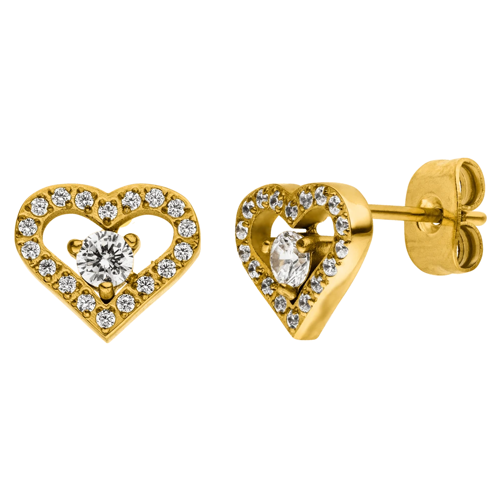 Stone Heart Ohrstecker | 18K Vergoldet